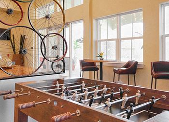Game room with ping pong and foosball tables